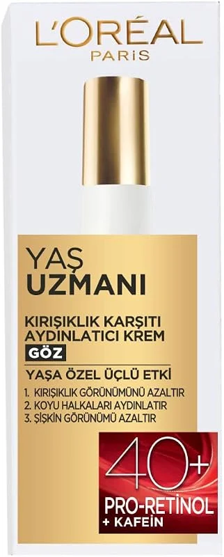L’Oréal Paris Yaş Uzmanı 40+ Kırışıklık Karşıtı Aydınlatıcı Göz Kremi — Cilt bakımı