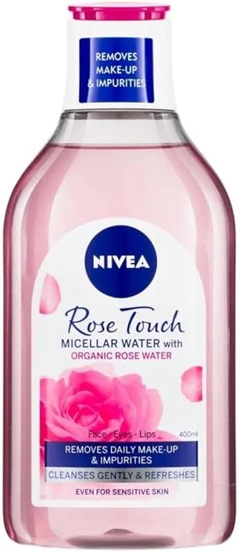 NIVEA Aqua Rose Organik Gül Suyu İçeren Micellar Makyaj Temizleme Suyu 400 ml, Nemlendirici, Günlük Makyaj, Yüz, Göz ve Dudak — Cilt bakımı