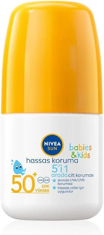 NIVEA Sun Spf 50+ Bebek Ve Çocuk İçin Hassas Koruma Güneş Koruyucu Roll-On 50Ml, Suya Dayanıklı, Hassas Cilt — Cilt bakımı
