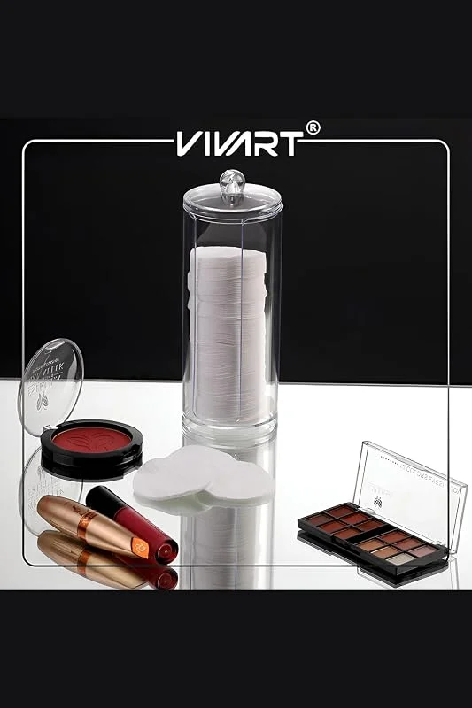 Vivart Lüx Kapaklı Disk Pamukluk Organizeri Makyaj Pamuk Kutusu Beyaz Tek Ebat