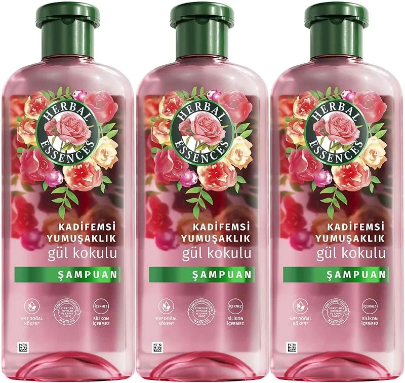 Herbal Essences Kadifemsi Yumuşaklık Gül Kokulu Şampuan 350ml 3lü paket — Saç bakımı