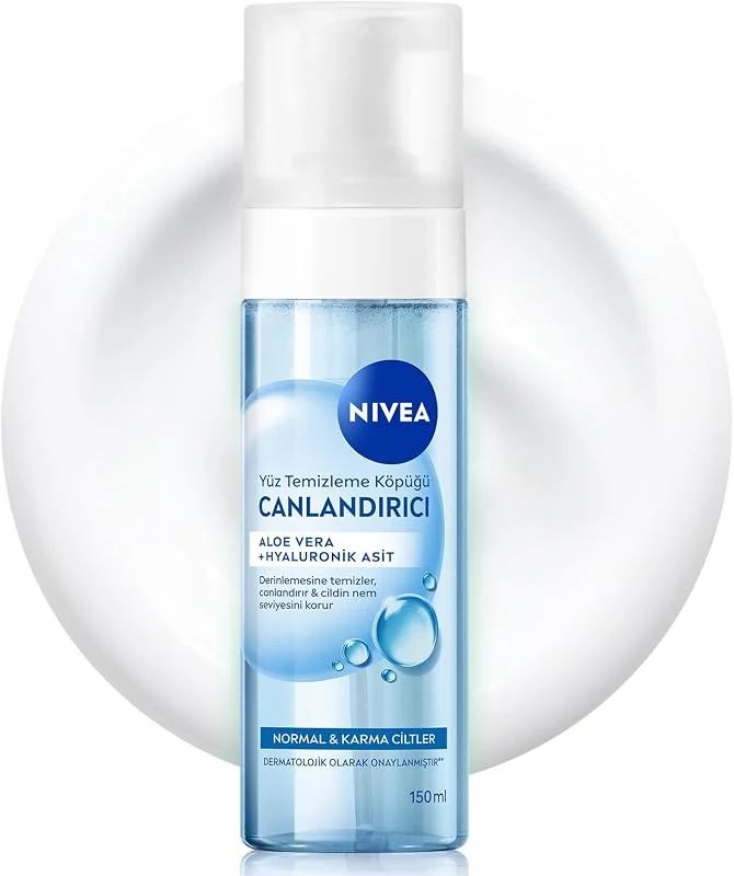 NIVEA Canlandırıcı Yüz Temizleme Köpüğü 150ml, Derinlemesine Temizleme, Karma Normal Cilt, Aloe Vera, Hyaluronik Asit, Ferahlatıcı — Cilt bakımı
