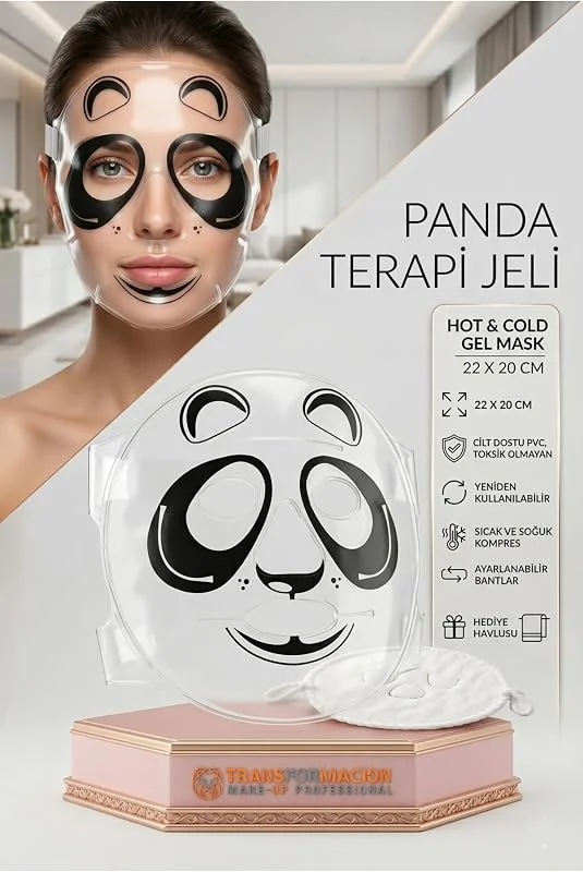 Transformacion PVC Panda Desenli Sıcak ve Soğuk Terapi Jeli Yüz Maskesi, Ödem ve Göz Altı Morluk Giderici, Yeniden Kullanılabilir, 22x20 cm 723277 — Cilt bakımı