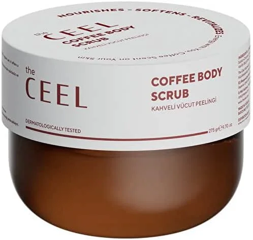 The Ceel Kahve Özlü Vücut Peelingi 275 g - Arındırıcı & Pürüzsüz Görünüm Destekleyici Vücut Scrub, Greyfurt Yağı ve Epsom Tuzu İçeren Bakım — Cilt bakımı