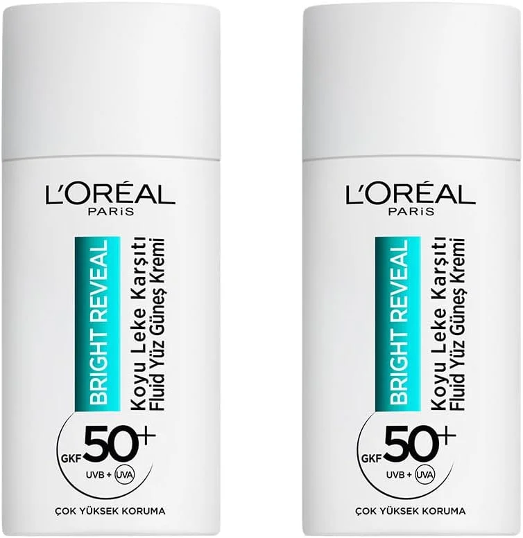 L’Oréal Paris 2'li Bright Reveal Spf 50+ Koyu Leke Karşıtı Fluid Günlük Yüz Güneş Kremi 50ml Cilt Bakım Seti — Cilt bakımı