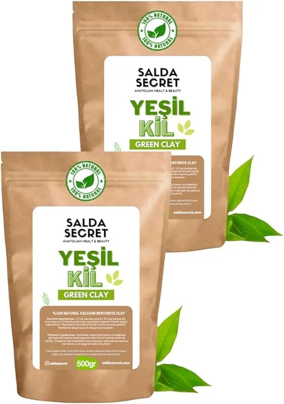 Yeşil Kil Doğal Yüz Maskesi 500 gr X 2 Adet Toz - Kil Maskesi - Indian Healing Clay — Cilt bakımı
