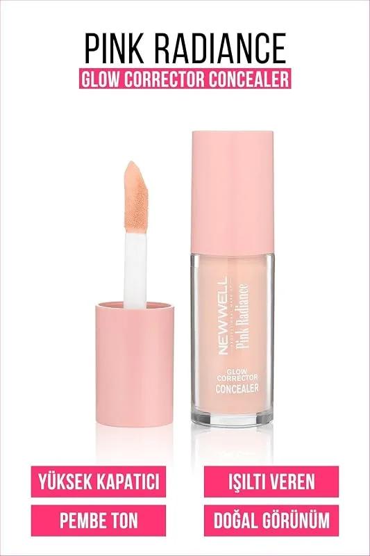 New Well Pink Radiance Glow Corrector Concealer Pembe Işıltılı Parlaklık Düzeltici Kapatıcı 8 Gr, T1188 — Makyaj