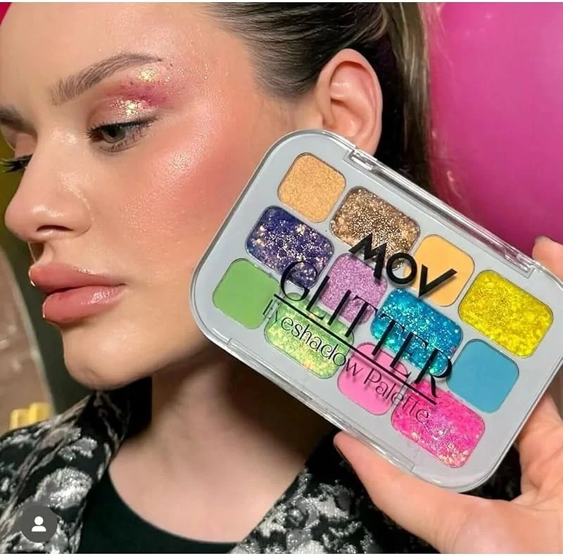 MOV 12’li Glitter Göz Farı Paleti – No:04, 13, 5 g – Yüksek Pigmentli, Işıltılı Katmanlar, Uzun Süre Kalıcı, Parti, Gece Makyajı için