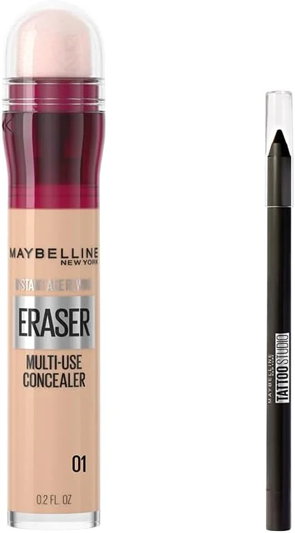 Maybelline New York Instant Anti Age Eraser Kapatıcı 01 Light & Mini Tattoo Liner Gel Pencil Makyaj Seti
