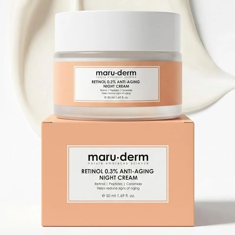 Maruderm Retinol%0.3 Yaşlanma Karşıtı Gece Kremi – Kırışıklık Karşıtı Yenileyici Yüz Kremi, Seramid & Peptit Kompleksi ile, 50 ML — Cilt bakımı