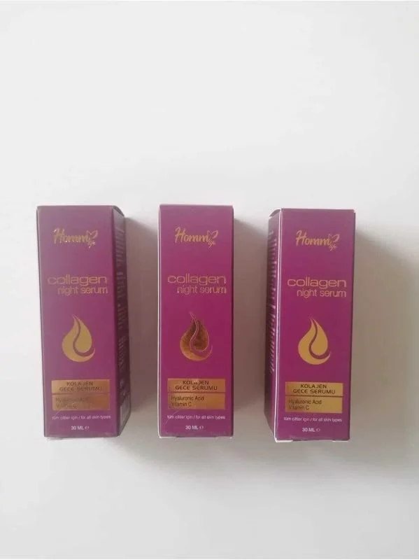 Kolajen Gece Serumu, 30 ml, 3'lü Set, Hyaluronik Asit ve Vitamin C — Cilt bakımı