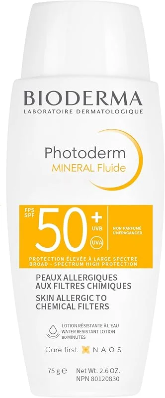 Bioderma Photoderm Mineral Fluid SPF50+ Çok Hassas Ciltler için Çok Yüksek Korumalı Yüz, Vücut Güneş Kremi 75 gr — Cilt bakımı