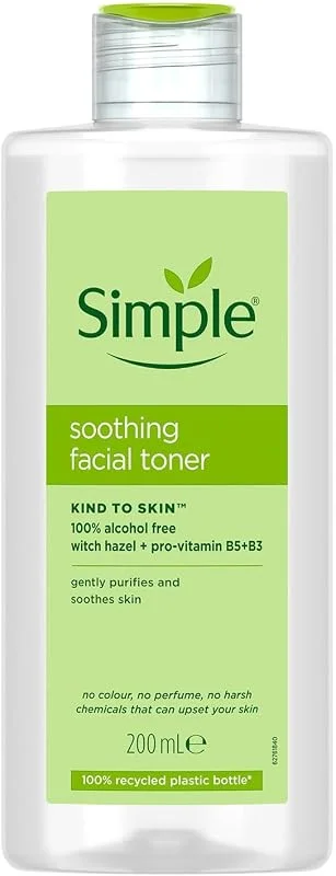 Simple Yatıştırıcı Yüz Toniği, %100 Alkol İçermeyen, Hassas Ciltler İçin, 200ml — Cilt bakımı