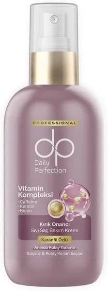 dp Daily Perfection Karanfil Özlü Sıvı Saç Bakım Kremi 200 ml - Keratin, Biotin ve Kafein Destekli Kolay Tarama Sağlayan Durulanmayan Bakım — Saç bakımı
