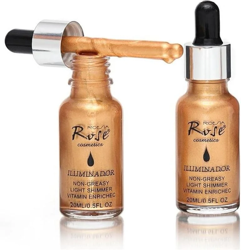 Rose Sıvı Highlighter 20 ml No:3 - Işıltılı Likit Aydınlatıcı - Damlalıklı Yüz ve Vücut Aydınlatıcısı — Makyaj