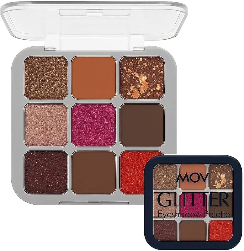 MOV 9’lu Glitter Göz Farı Paleti – Işıltılı ve Yoğun Pigmentli Göz Makyajı Paleti, Uzun Süre Kalıcı, Parti & Özel Günler İçin – No:04