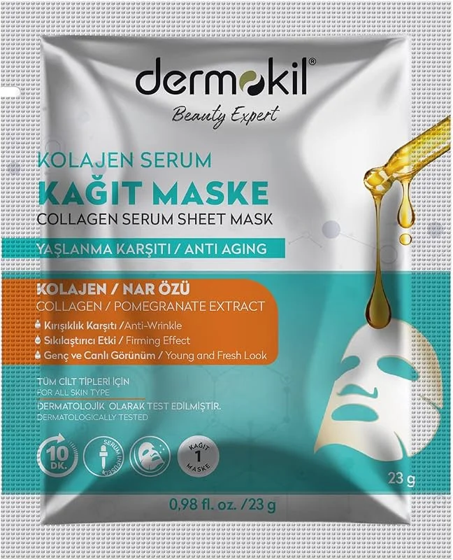 DERMOKİL Kolajen Serum Kağıt Maske 23 gr — Cilt bakımı