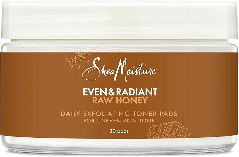 SHEA MOISTURE Eşit ve Işıldayan Yüz Pedleri Eşit Olmayan Cilt Tonları ve Koyu Noktalar İçin Günlük Peeling Toner Pedleri Ham Bal 30 Adet — Cilt bakımı