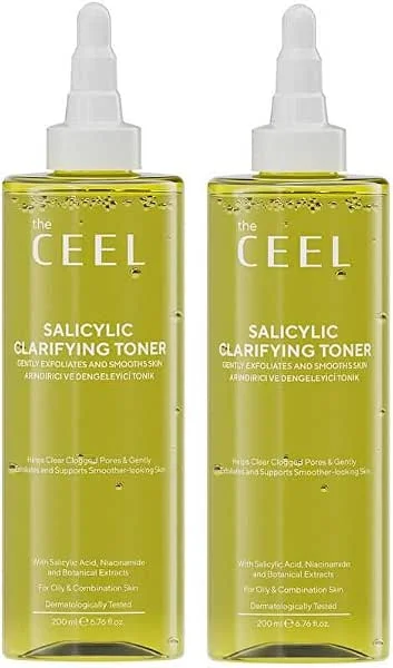 The Ceel Salisilik Asit Tonik (2x200 ml) - Niacinamide, Sitrik Asit ve Zinc PCA İçeren Yağ Dengeleyici ve Gözenek Görünümü Dengeleyici Yüz Toniği, Yağlı ve Karma Ciltler İçin — Cilt bakımı