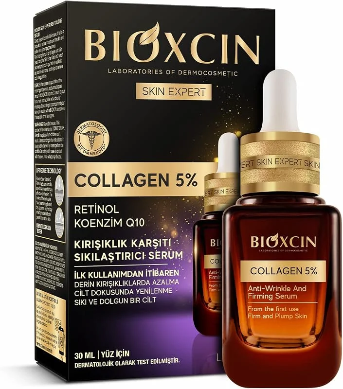 Bioxcin Collagen Serum 5% – Kırışıklık Karşıtı ve Sıkılaştırıcı Yüz Serumu – Retinol, Koenzim Q10 ve Lipozom Teknolojili – 30 ml — Cilt bakımı