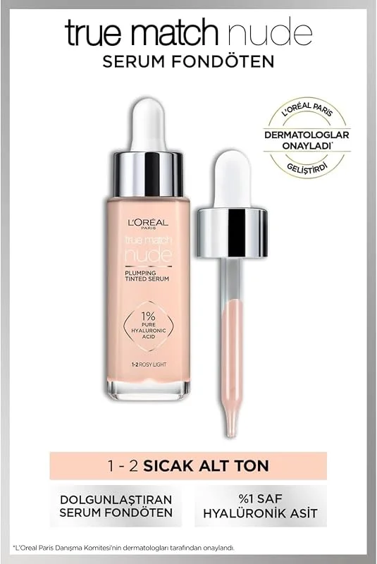L'Oreal Paris True Match Nude Fondöten Serum 1-2 Rosy Light — Makyaj