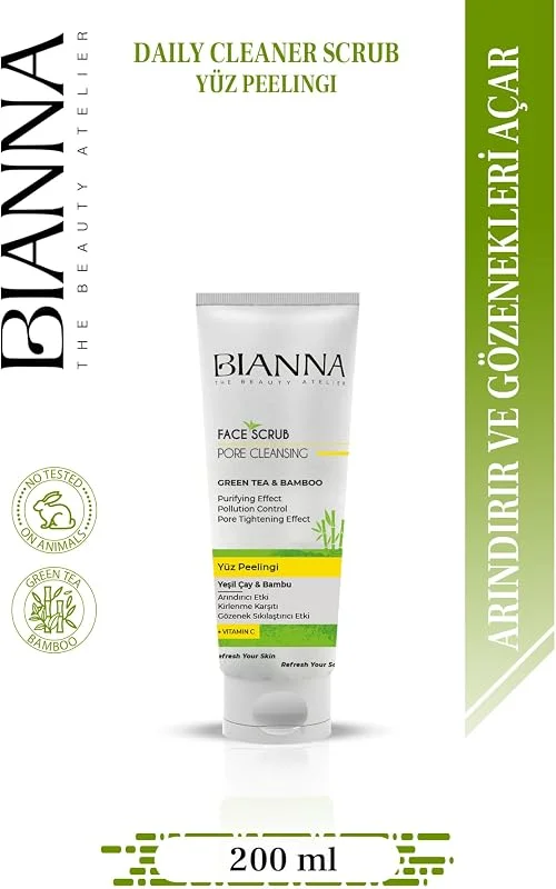 Yüz Peelingi C Vitaminli Ve Gözenek Sıkılaştırıcı Yeşil Çaylı Ve Bambulu 200ml — Cilt bakımı