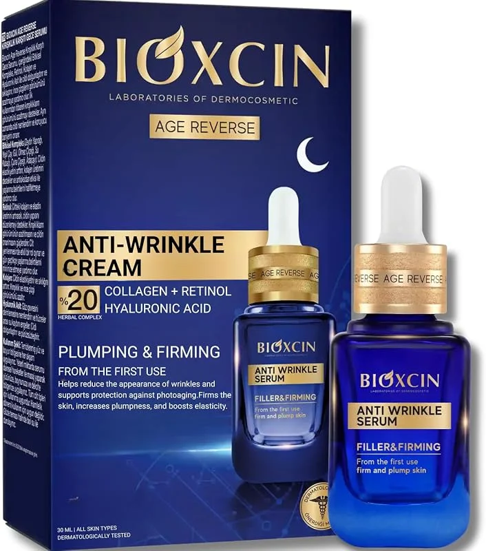 Bioxcin Age Reverse Gece Serumu 30 ml –%20 Retinol, Kolajen, Hyaluronik Asit ve Bitkisel Kompleks İçerikli – Kırışıklık Karşıtı ve Sıkılaştırıcı Cilt Serumu — Cilt bakımı