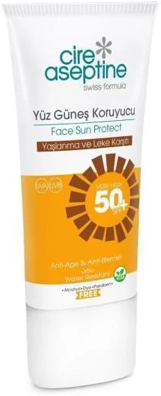 Cire Aseptine Yüz Güneş Koruyucu Yaşlanma ve Leke karşıtı 50 SPF 50 ml — Cilt bakımı