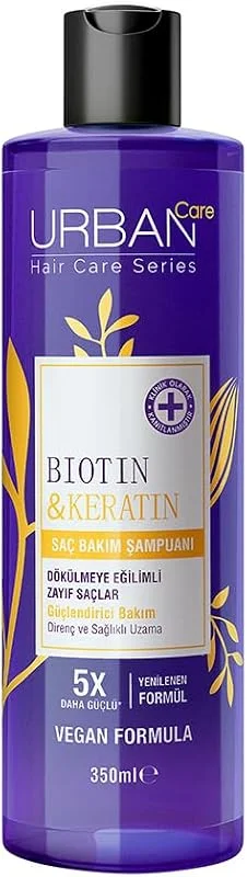 Urban Care Biotin & Keratin Dökülme Karşıtı ve Sağlıklı Uzamaya Yardımcı Saç Bakım Şampuanı, 350 Mililitre, Vegan — Saç bakımı