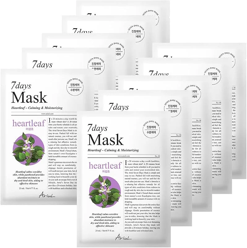 Ariul 7 Days Mask Heartleaf P - Yatıştırıcı & Nemlendirici Kalp Yaprağı Özlü Vegan Kağıt Maske — Cilt bakımı