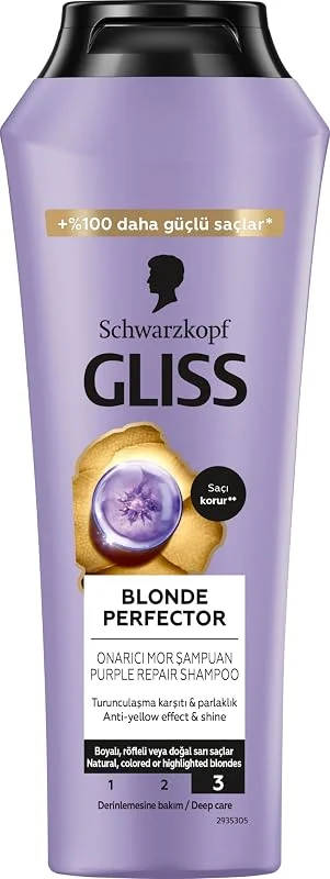 Gliss Blonde Perfector Turunculaşma Karşıtı Onarıcı Şampuan Peptit ve Yaban Mersini Özü ile 250 ml — Saç bakımı