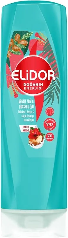Elidor Doğanın Enerjisi Saç Bakım Kremi Argan Yağı ve Hibiskus Özü Dökülme Karşıtı ve Güçlü Uzamayı Destekleyici 350 ml — Saç bakımı