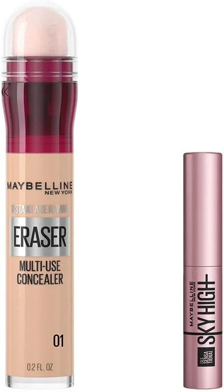 Maybelline New York Instant Anti Age Eraser Kapatıcı 01 Light 6.8 m & Mini Lash Sensational Sky High Maskara Makyaj Seti