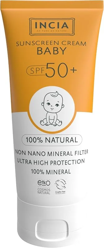 INCIA%100 Doğal Bebek Güneş Kremi Leke Karşıtı Mineral Filtreli Yüksek Koruma SPF50 UVA UVB 50 ml — Cilt bakımı