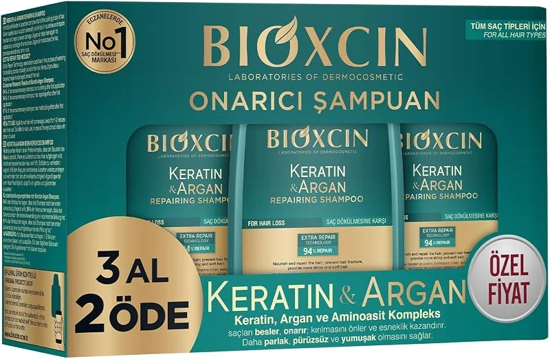 Bioxcin Keratin & Argan Onarıcı Bakım Şampuan 300 ml 3 Al 2 Öde - Yıpranmış Ve Hassas Saçlar — Saç bakımı