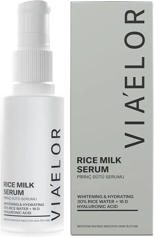 Via Elor Pirinç Sütü Serumu 30 ML -%30 Pirinç Suyu, 16D Hyalüronik Asit ve Niacinamide İçeren Aydınlatıcı, Cilt Tonu Eşitleyici ve Yoğun Nemlendirici Yüz Serumu — Cilt bakımı
