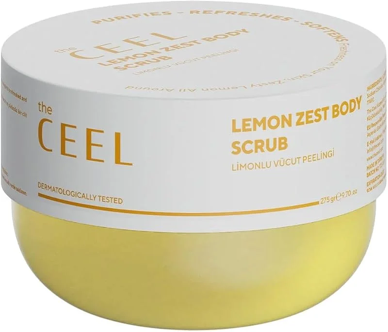 The Ceel Limon Özlü Vücut Peelingi 275 g - Nemlendirici ve Arındırıcı Vücut Scrub, Ölü Deri Temizleyici, Pürüzsüz ve Yumuşak Görünüm Destekleyici Ferahlatıcı Bakım — Cilt bakımı