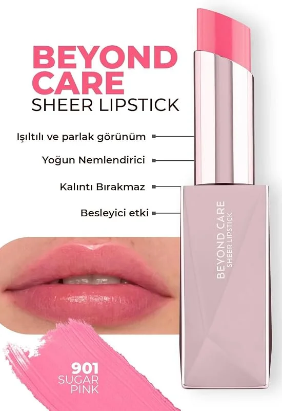 ALIX AVIEN Beyond Care Sheer Lipstick 901 - Sugar Pink - Yoğun Nemlendirici Besleyici Etki - Parlak Ruj — Makyaj