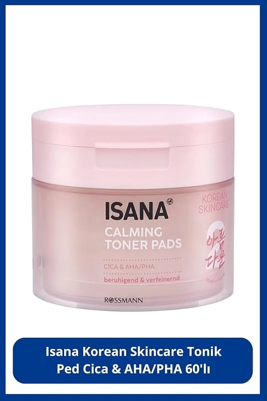 ISANA Calming Toner Pads, Cica & AHA, PHA, 60'lı, Kore Cilt Bakımı
