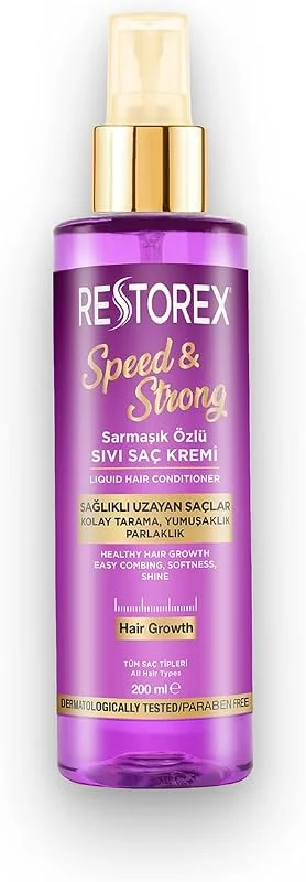 Restorex Speed & Strong Sıvı Saç Kremi – Kolajen & Biotin İçerikli, Durulanmayan, Anında Tarama & Parlaklık, Isı Koruyucu, 200 ml — Saç bakımı