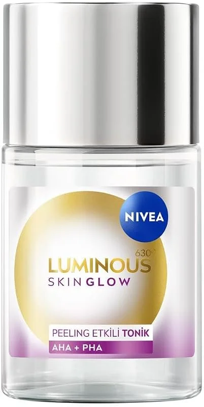 NIVEA Luminous630 Skin Glow Peeling Etkili Tonik 100 ml, Parlaklık, Aydınlık Cilt, Eşit Cilt Tonu, Gözenek Arındırıcı, AHA, BHA, Aloe Vera — Cilt bakımı
