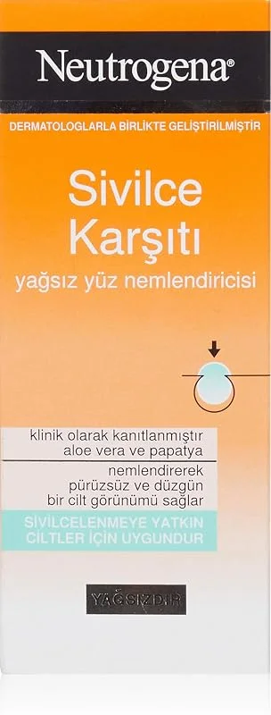 neutrogena sivilce karşıtı yağsız yüz nemlendiricisi, Akneye Eğilimli Ciltler için Salisilik Asit İçeren, 50 ml — Cilt bakımı