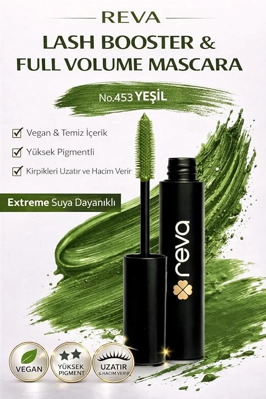 Lash Booster & Full Volume Color Maskara Green-Tam Hacim & Uzatan Renkli Maskara Yeşil 453 — Makyaj