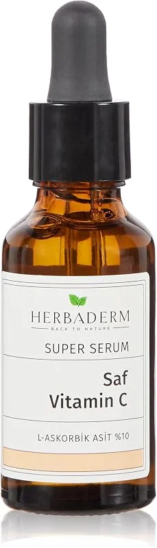 Herbaderm C Vitamin Aydınlatıcı Ve Ton Eşitleyici Yüz Serumu 30 ml %10 Ascorbic Acid — Cilt bakımı