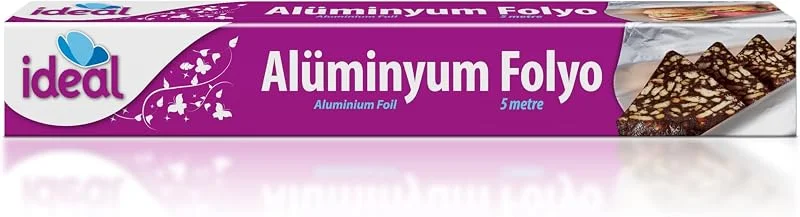 İdeal Alüminyum Folyo 5 mt, BPA İçermez, Dayanıklı Yapışmaz Folyo 30 cm x 5 mt, Tavuk, Izgara, Et, Yemek, Gıda Artıklarını Saklamak için İdeal, Mutfakta Çok Yönlü Kullanım, Yüzey Korumaya Uygun — Makyaj