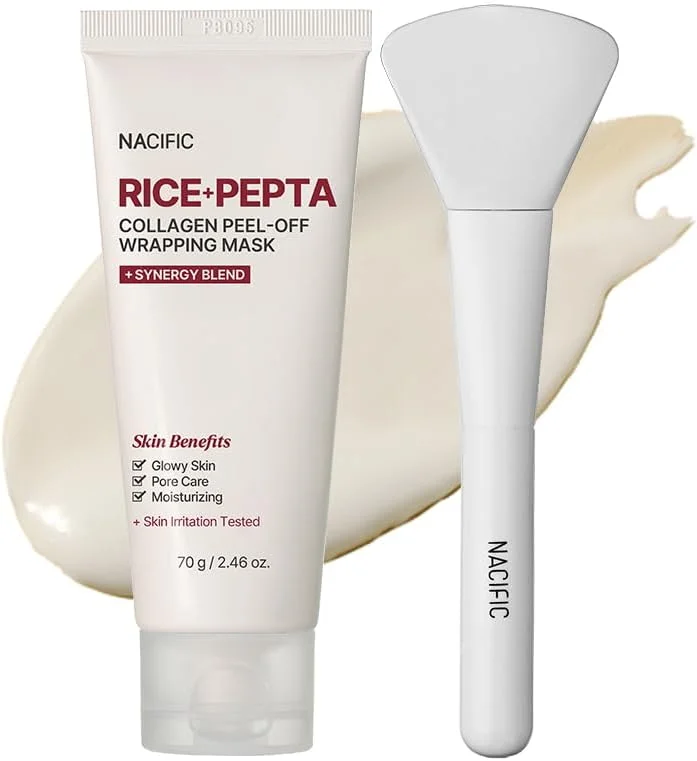 NACIFIC Rice Pepta Collagen Peel-Off Wrapping Mask, Peptit + Kolajen + Pirinç Özü, Sıkılaştırıcı & Nemlendirici Jel Maske — Cilt bakımı
