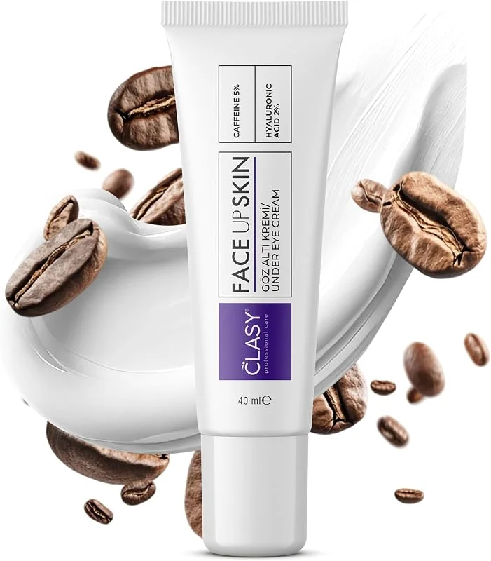 Clasy Care Göz Altı Kremi – Morluk ve Şişlik Karşıtı –%5 Kafein +%2 Hyalüronik Asit – Kırışıklık, Torba ve İnce Çizgiler için Aydınlatıcı Göz Kremi – Kore Esintili Göz Çevresi Kremi, 40 ml — Makyaj
