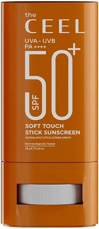 The Ceel Soft Touch Aydınlatıcı Etkili Stick Güneş Kremi SPF 50+ PA++++, Yüz ve Vücut İçin Suya Dayanıklı Leke Karşıtı Güneş Koruyucu, Shea Yağı ve Bitkisel Özlü Nemlendirici Etki, 18 gr — Cilt bakımı