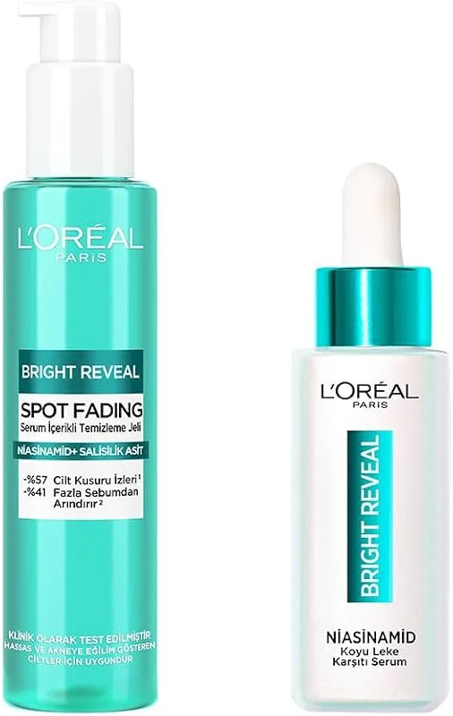 L’Oréal Paris Bright Reveal Cilt Kusuru İzi Karşıtı, Serum İçerikli Temizleme Jeli Niasinamid+Salisilik Asit & Sivilce, Güneş, Yaşlanma Lekelerinde Etkili Koyu Leke Karşıtı Serum 10% Niasinamid — Cilt bakımı