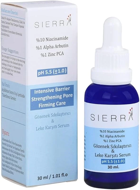 Sierra %10 Niacinamide, %1 Alpha Arbutin, %1 Zinc PCA Gözenek Sıkılaştırıcı Leke Bakım Serum, 30 ml — Cilt bakımı